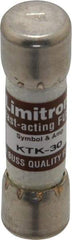 Cooper Bussmann - 600 VAC, 30 Amp, Fast-Acting General Purpose Fuse - Fuse Holder Mount, 1-1/2" OAL, 100 at AC kA Rating, 13/32" Diam - All Tool & Supply