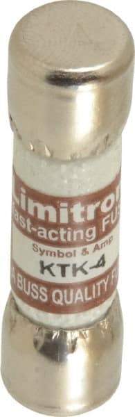 Cooper Bussmann - 600 VAC, 4 Amp, Fast-Acting General Purpose Fuse - Fuse Holder Mount, 1-1/2" OAL, 100 at AC kA Rating, 13/32" Diam - All Tool & Supply