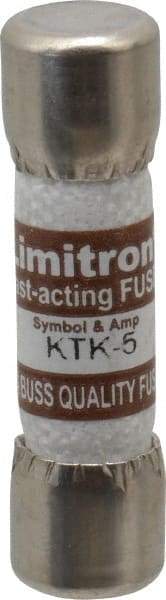 Cooper Bussmann - 600 VAC, 5 Amp, Fast-Acting General Purpose Fuse - Fuse Holder Mount, 1-1/2" OAL, 100 at AC kA Rating, 13/32" Diam - All Tool & Supply