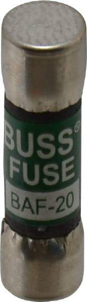 Cooper Bussmann - 250 VAC, 20 Amp, Fast-Acting General Purpose Fuse - Fuse Holder Mount, 1-1/2" OAL, 10 at 125 V kA Rating, 13/32" Diam - All Tool & Supply