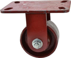 Hamilton - 4" Diam x 2" Wide x 5-5/8" OAH Top Plate Mount Rigid Caster - Cast Iron, 1,000 Lb Capacity, Roller Bearing, 4-1/2 x 6-1/2" Plate - All Tool & Supply