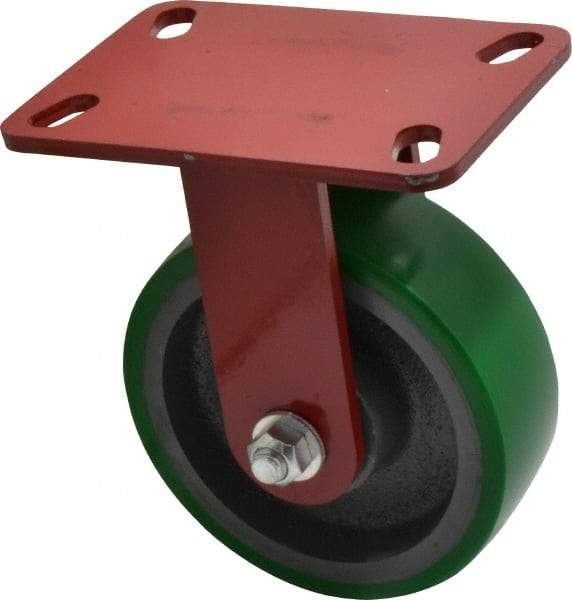 Hamilton - 6" Diam x 2" Wide x 7-3/4" OAH Top Plate Mount Rigid Caster - Polyurethane, 1,200 Lb Capacity, Precision Sealed Bearing, 4-1/2 x 6-1/2" Plate - All Tool & Supply