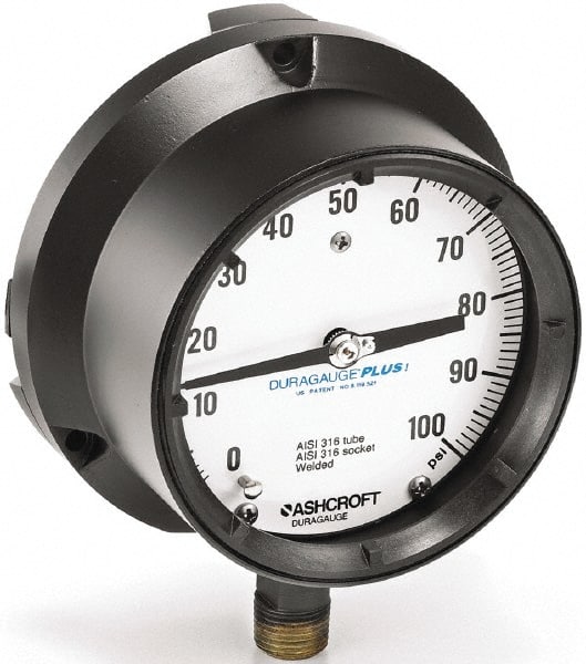 Ashcroft - 4-1/2" Dial, 1/2 Thread, 0-20,000 Scale Range, Pressure Gauge - All Tool & Supply