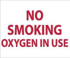 NMC - "No Smoking - Oxygen in Use", 5" Long x 6" Wide, Pressure-Sensitive Vinyl Safety Sign - Rectangle, 0.004" Thick, Use for Smoking Regulations - All Tool & Supply