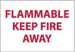 NMC - "Flammable - Keep Fire Away", 10" Long x 14" Wide, Pressure-Sensitive Vinyl Safety Sign - Rectangle, 0.004" Thick, Use for Accident Prevention - All Tool & Supply