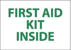 NMC - "First Aid Kit Inside", 7" Long x 10" Wide, Pressure-Sensitive Vinyl Safety Sign - Rectangle, 0.004" Thick, Use for First Aid - All Tool & Supply