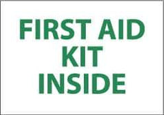 NMC - "First Aid Kit Inside", 7" Long x 10" Wide, Rigid Plastic Safety Sign - Rectangle, 0.05" Thick, Use for First Aid - All Tool & Supply