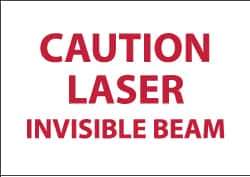 NMC - "Caution - Laser - Invisible Beam", 7" Long x 10" Wide, Pressure-Sensitive Vinyl Safety Sign - Rectangle, 0.004" Thick, Use for Accident Prevention - All Tool & Supply