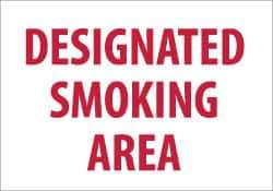 NMC - "Designated Smoking Area", 10" Long x 14" Wide, Pressure-Sensitive Vinyl Safety Sign - Rectangle, 0.004" Thick, Use for Smoking Regulations - All Tool & Supply