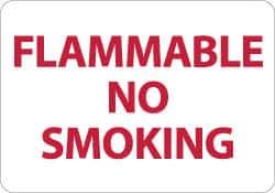 NMC - "Flammable - No Smoking", 10" Long x 14" Wide, Rigid Plastic Safety Sign - Rectangle, 0.05" Thick, Use for Accident Prevention - All Tool & Supply