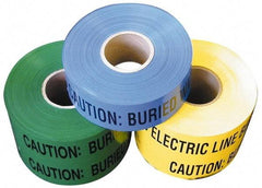 NMC - Caution: Buried Water Line Below, Underground Tape - 1,000 Ft. Long x 6 Inch Wide Roll, Polyethylene, 4 mil Thick, Blue - All Tool & Supply