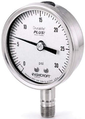 Ashcroft - 2-1/2" Dial, 1/4 Thread, 0-3,000 Scale Range, Pressure Gauge - Lower Connection Mount, Accurate to 1% of Scale - All Tool & Supply