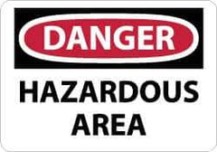 NMC - "Danger - Hazardous Area", 10" Long x 14" Wide, Aluminum Safety Sign - Rectangle, 0.04" Thick, Use for Security & Admittance - All Tool & Supply