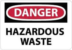 NMC - "Danger - Hazardous Waste", 7" Long x 10" Wide, Pressure-Sensitive Vinyl Safety Sign - Rectangle, 0.004" Thick, Use for Hazardous Materials - All Tool & Supply