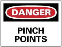 NMC - "Danger - Pinch Points", 7" Long x 10" Wide, Rigid Plastic Safety Sign - Rectangle, 0.05" Thick, Use for Accident Prevention - All Tool & Supply