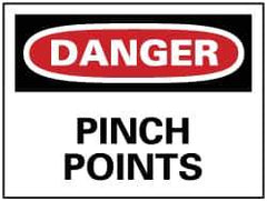 NMC - "Danger - Pinch Points", 7" Long x 10" Wide, Pressure-Sensitive Vinyl Safety Sign - Rectangle, 0.004" Thick, Use for Accident Prevention - All Tool & Supply