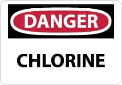 NMC - "Danger - Chlorine", 7" Long x 10" Wide, Pressure-Sensitive Vinyl Safety Sign - Rectangle, 0.004" Thick, Use for Hazardous Materials - All Tool & Supply