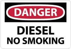 NMC - "Danger - Diesel - No Smoking", 7" Long x 10" Wide, Rigid Plastic Safety Sign - Rectangle, 0.05" Thick, Use for Accident Prevention - All Tool & Supply