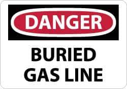 NMC - "Danger - Buried Gas Line", 10" Long x 14" Wide, Aluminum Safety Sign - Rectangle, 0.04" Thick, Use for Hazardous Materials - All Tool & Supply