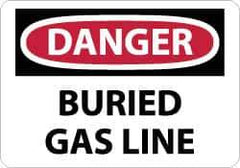 NMC - "Danger - Buried Gas Line", 10" Long x 14" Wide, Rigid Plastic Safety Sign - Rectangle, 0.05" Thick, Use for Hazardous Materials - All Tool & Supply