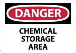 NMC - "Danger - Chemical Storage Area", 7" Long x 10" Wide, Pressure-Sensitive Vinyl Safety Sign - Rectangle, 0.004" Thick, Use for Hazardous Materials - All Tool & Supply