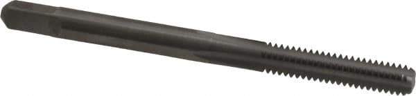 Made in USA - #8-32 UNC 2B 4 Flute Bright Finish Solid Carbide Straight Flute Standard Hand Tap - Bottoming, Right Hand Thread, 2-1/8" OAL, 3/4" Thread Length, H3 Limit, Oversize - Exact Industrial Supply