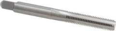 Made in USA - 1/4-28 UNF 3B 4 Flute Bright Finish Solid Carbide Straight Flute Standard Hand Tap - Bottoming, Right Hand Thread, 2-1/2" OAL, 1" Thread Length, H3 Limit, Oversize - Exact Industrial Supply