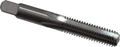 Made in USA - 3/8-16 UNC 3B 4 Flute Bright Finish Solid Carbide Straight Flute Standard Hand Tap - Bottoming, Right Hand Thread, 2-15/16" OAL, 1-1/4" Thread Length, H3 Limit, Oversize - Exact Industrial Supply