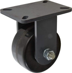 Hamilton - 6" Diam x 3" Wide x 8" OAH Top Plate Mount Rigid Caster - Phenolic, 2,000 Lb Capacity, Roller Bearing, 5-1/4 x 7-1/4" Plate - All Tool & Supply