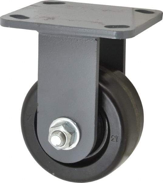 Hamilton - 4" Diam x 2" Wide x 5-5/8" OAH Top Plate Mount Rigid Caster - Phenolic, 800 Lb Capacity, Roller Bearing, 4 x 4-1/2" Plate - All Tool & Supply