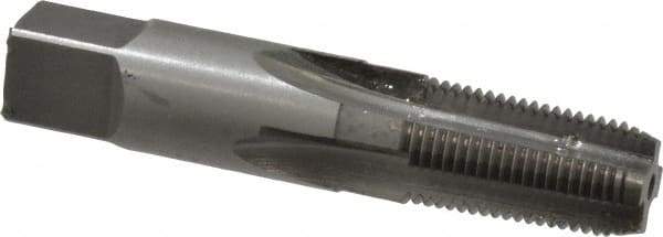 Made in USA - 1/8-27 NPTF Thread, 4 Flute Standard Pipe Tap - 2-1/8" OAL, Bright Finish, Carbide-Tipped - Exact Industrial Supply