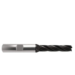 OSG - 5/16" Diam, Fine Pitch, 1-3/8" LOC, 4 Flute Cobalt Roughing Square End Mill - TiAlN Finish, 3-1/8" OAL, 3/8" Shank Diam, Single End, 30° Helix - All Tool & Supply