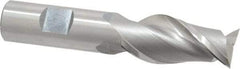 OSG - 7/8", 1-7/8" LOC, 3/4" Shank Diam, 4-1/8" OAL, 2 Flute, Cobalt Square End Mill - Single End, Uncoated, Spiral Flute, 45° Helix, Centercutting, Right Hand Cut, Right Hand Flute, Series 530 - All Tool & Supply