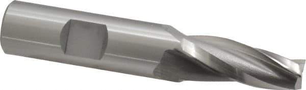 OSG - 5° Taper Angle per Side, 3/8" Small End Diam, 1-1/4" LOC, Cobalt 3 Flute Tapered Square End Mill - 3-3/8" OAL, 5/8" Shank Diam, Spiral Flute, 25° Helix - All Tool & Supply