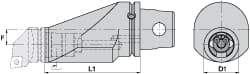 Kennametal - KM63XMZ Outside Modular Connection, KM50 Inside Modular Connection, KM63 to KM50 Offset Reducing Adapter - 100mm Projection, 50.04mm Nose Diam, 140mm OAL, Through Coolant - Exact Industrial Supply