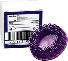 3M - 3" 36 Grit Ceramic Straight Disc Brush - Very Coarse Grade, Type R Quick Change Connector, 3/4" Trim Length, 0.37" Arbor Hole - All Tool & Supply