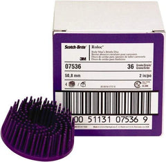 3M - 2" 36 Grit Ceramic Straight Disc Brush - Very Coarse Grade, Type R Quick Change Connector, 3/4" Trim Length, 0.37" Arbor Hole - All Tool & Supply