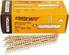 Stanley Bostitch - 16 Gauge 0.0598" Shank Diam 1-1/2" Long Metal Connecting Nails for Power Nailers - Steel, Bright Finish, Smooth Shank, Angled Stick Paper Tape Collation, Round Head - All Tool & Supply