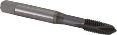 OSG - M8x1.25 Metric Coarse, 3 Flute, TiCN Finish, Vanadium High Speed Steel Spiral Point Tap - Plug Chamfer, Right Hand Thread, 2-23/32" OAL, 1-1/8" Thread Length, 0.318" Shank Diam, 6H Class of Fit - Exact Industrial Supply