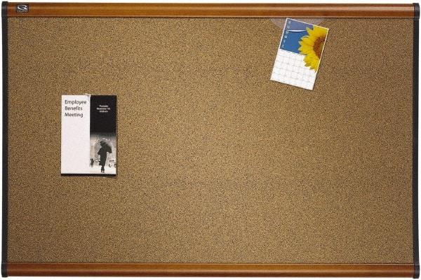 Quartet - 36" Wide x 24" High Open Cork Bulletin Board - Brown - All Tool & Supply