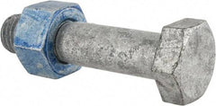 Value Collection - 7/8-9 Thread, 4" Length Under Head, Steel Hex Head Bolt - Hot Dipped Galvanized Coated, UNC Thread, ASTM A325 - All Tool & Supply