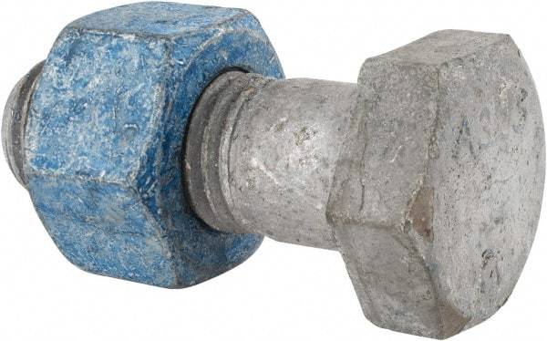 Value Collection - 1-8 Thread, 2-1/4" Length Under Head, Steel Hex Head Bolt - Hot Dipped Galvanized Coated, UNC Thread, ASTM A325 - All Tool & Supply