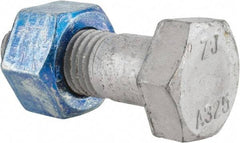 Value Collection - 1-8 Thread, 3" Length Under Head, Steel Hex Head Bolt - Hot Dipped Galvanized Coated, UNC Thread, ASTM A325 - All Tool & Supply