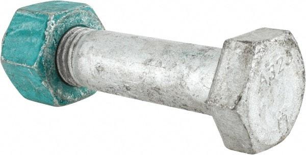 Value Collection - 1-8 Thread, 4-3/4" Length Under Head, Steel Hex Head Bolt - Hot Dipped Galvanized Coated, UNC Thread, ASTM A325 - All Tool & Supply