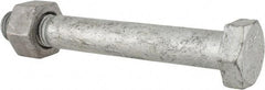 Value Collection - 1-8 Thread, 7-1/2" Length Under Head, Steel Hex Head Bolt - Hot Dipped Galvanized Coated, UNC Thread, ASTM A325 - All Tool & Supply