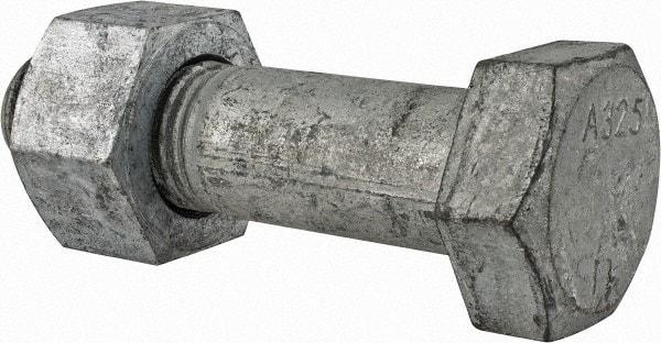 Value Collection - 1-1/4 - 7 Thread, 4-3/4" Length Under Head, Steel Hex Head Bolt - Hot Dipped Galvanized Coated, UNC Thread, ASTM A325 - All Tool & Supply