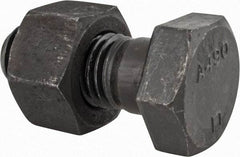 Value Collection - 1-8 Thread, 2-1/2" Length Under Head, Steel Hex Head Bolt - Uncoated, UNC Thread, ASTM A490 - All Tool & Supply