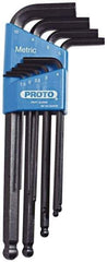 Proto - 9 Piece L-Key Ball End Hex Key Set - Hex Range 1.5 to 10mm, Carbon Steel - All Tool & Supply