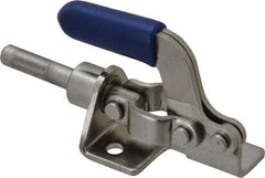 Gibraltar - 100 Lb Load Capacity, Flanged Base, Stainless Steel, Standard Straight Line Action Clamp - 3 Mounting Holes, 0.17" Mounting Hole Diam, 1/4" Plunger Diam, Thumb Handle - All Tool & Supply