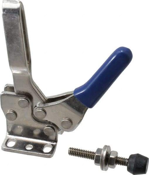 Gibraltar - 250 Lb Holding Capacity, Horizontal Handle, Manual Hold Down Toggle Clamp - 61° Handle Movement, 91° Bar Opening, U-Bar, Flanged Base, Electro-Plated Zinc, Stainless Steel - All Tool & Supply